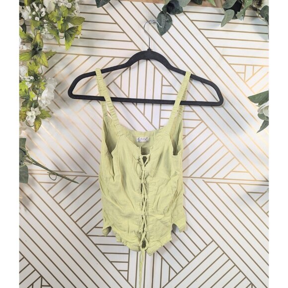 INTIMATELY FREE PEOPLE Women's Green Lace Up Tank Top Sleeveless Size Small - Picture 1 of 7